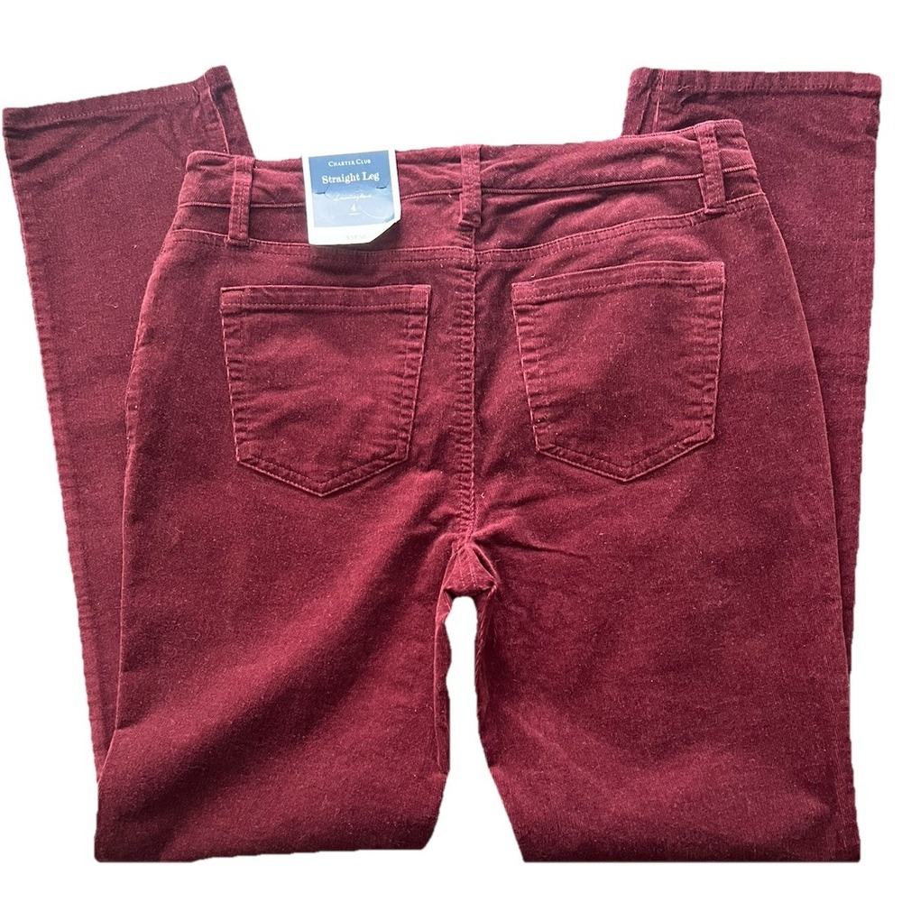 NWT Charter‎ Club Women Cherrywood Lexington Straight Corduroy Mid Rise 4 Preppy